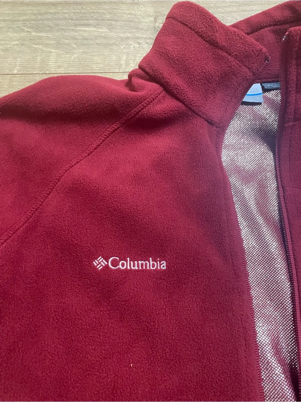 Columbia Red Full-Zip Fleece Jacket with     WSU Cougars logo size Small
